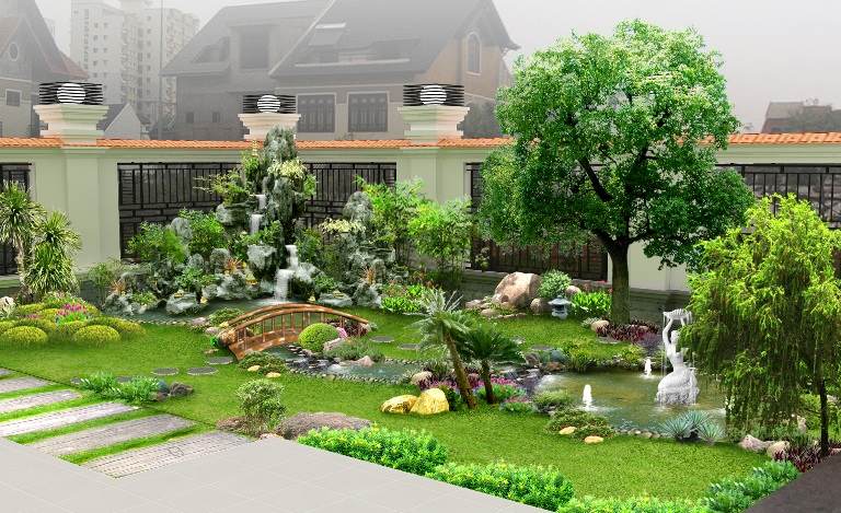 Kiến trúc sân vườn phương Đông theo kiểu giản dị